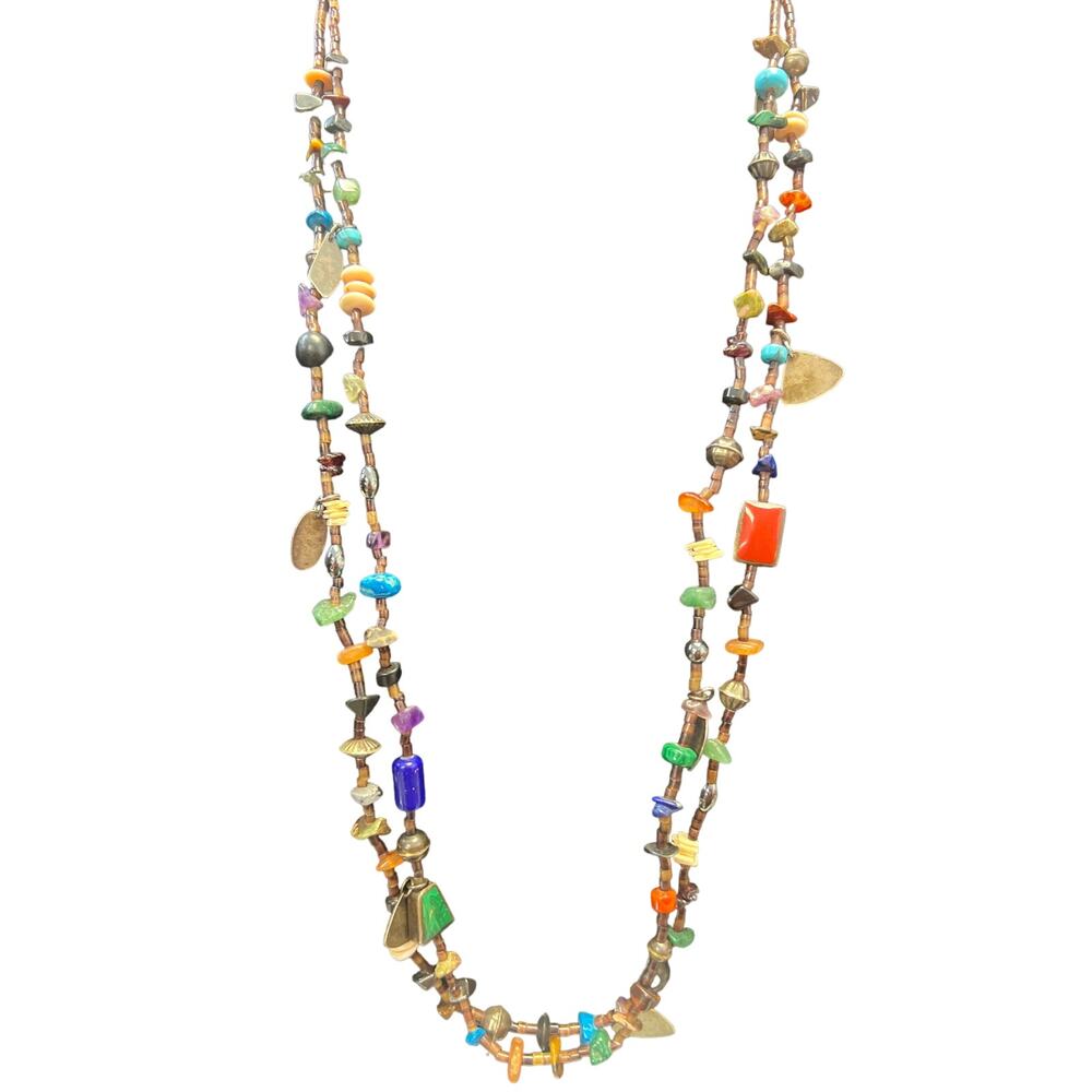 Christin Wolf Vintage Gemstone & Sterling Double Strand Necklace